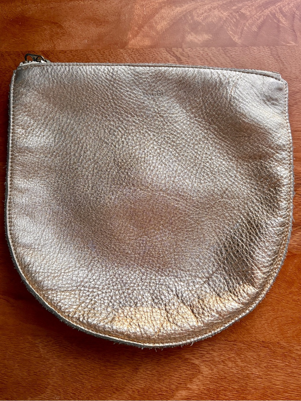 Gold Leather Baggu U zipper pouch